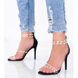 Sandales noires sur talon haut de Mao le noir 1 Sandales noires sur talon haut de Mao le noir 1