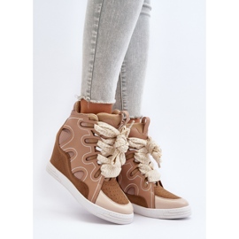 Baskets compensées pour femmes Beige Leoppa 2