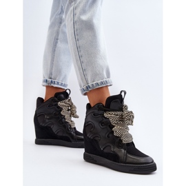 Baskets compensées pour femmes noires Leoppa le noir 5