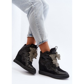 Baskets compensées pour femmes noires Leoppa le noir 1