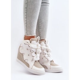 Baskets compensées pour femmes blanches Leoppa 2