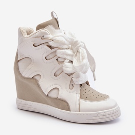 Baskets compensées pour femmes blanches Leoppa 1