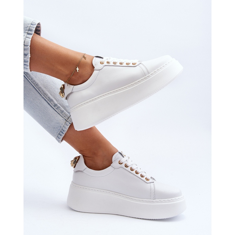 Baskets à plateforme en cuir pour femmes CheBello 4367 Blanc blanche 2