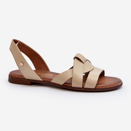 Zazoo 40185 Sandales à enfiler en cuir confortables, Beige 1