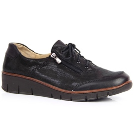 Chaussures en cuir glacé noir Helios 334 1