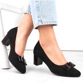 Chaussures à talons femme en daim ajouré, noir Vinceza 58255 1