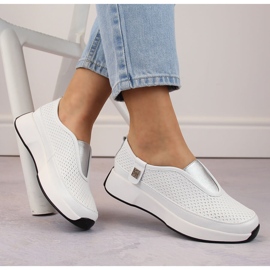 Chaussures de sport à enfiler en cuir confortables pour femmes, blanches, T.Sokolski 456 2