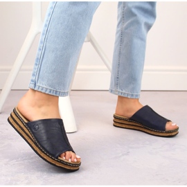 Sandales compensées confortables pour femmes, bleu marine, Rieker 62905-14 8