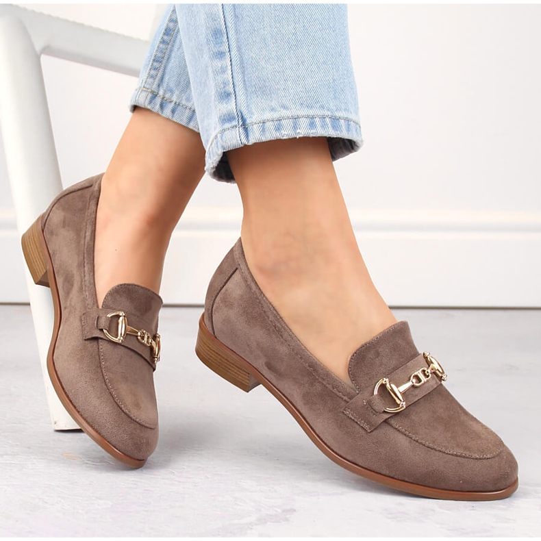 Chaussures à talons bas pour femme en daim marron Potocki SZ12300 brun 1