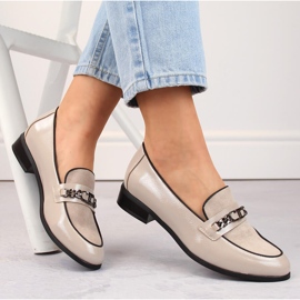 Chaussures vernies à talons bas pour femme, beige, Potocki SZ12309 1