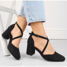 Sandales femme élégantes en daim à talon haut, noir Potocki SZ12341 1