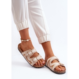 Tongs pour femmes à semelle en liège, Beige Fannea 1