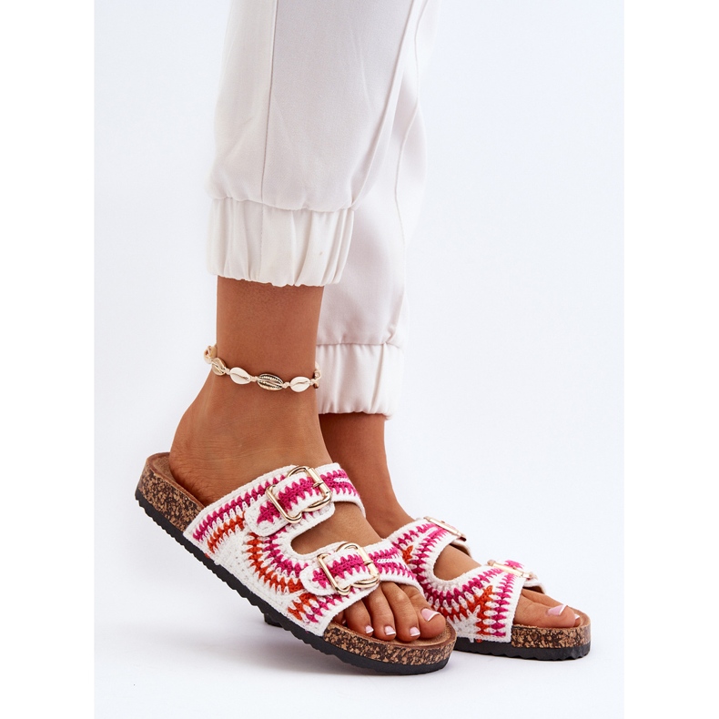 Tongs pour femmes avec semelle en liège, blanc Fannea 2