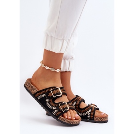 Tongs pour femmes à semelle en liège, Noir Fannea 2