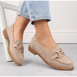 Chaussures femme en daim, mocassins à talons bas, beige Vinceza 58235 1 Chaussures femme en daim, mocassins à talons bas, beige Vinceza 58235 1