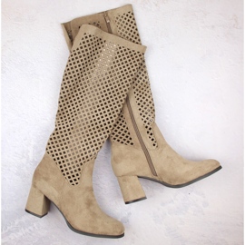 Bottines ajourées en daim pour femme, beige Jezzi ASA156-13 5