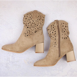 Santiags ajourées femme en daim, beige Jezzi ASA217-7 4