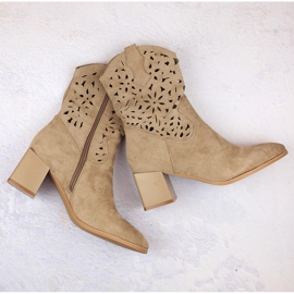 Santiags ajourées femme en daim, beige Jezzi ASA217-7 5