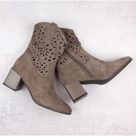 Santiags ajourées femme en daim marron Jezzi ASA217-7 beige 5