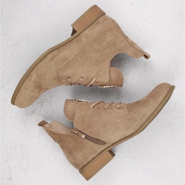Bottines à talons bas pour femme en daim beige Jezzi ASA142-54 6