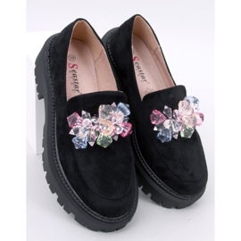 Mocassins plateforme avec pierres par Stefani Black le noir 1