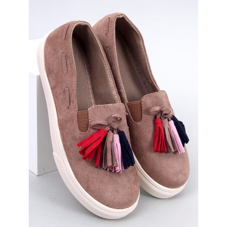 Baskets à franges kaki Salma beige 1 Baskets à franges kaki Salma beige 1