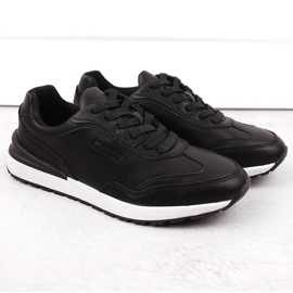 Chaussures de sport en cuir noires pour hommes Big Star NN174287 1