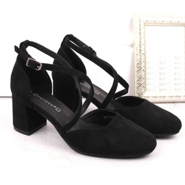 Sandales femme élégantes en daim à talon haut, noir Potocki SZ12341 le noir 5