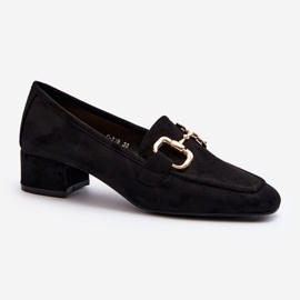 Escarpins bloc à talon bas avec décoration, noir Dolvira le noir 1