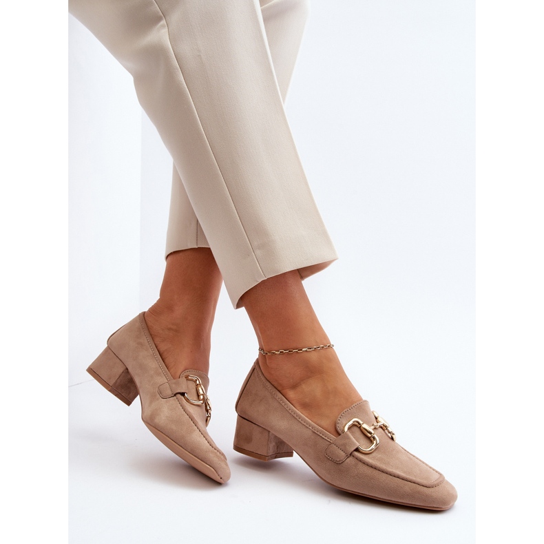 Escarpins beiges à talons blocs avec décoration Dolvira 1 Escarpins beiges à talons blocs avec décoration Dolvira 1