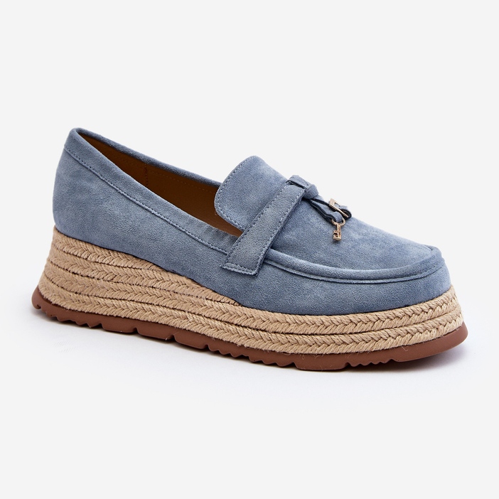Mocassins pour femmes à semelle tressée, bleu Torresia 1