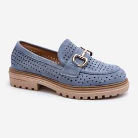 Mocassins Femme Ajourés Avec Décoration, Bleu Talesse 1