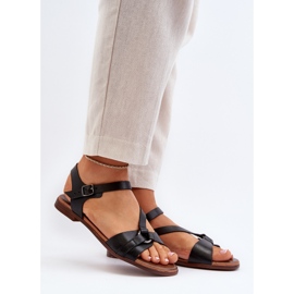 Zazoo 40182 Sandales en cuir pour femme Noir 2