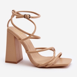 Sandales à talons hauts Josette nues à la mode beige 1