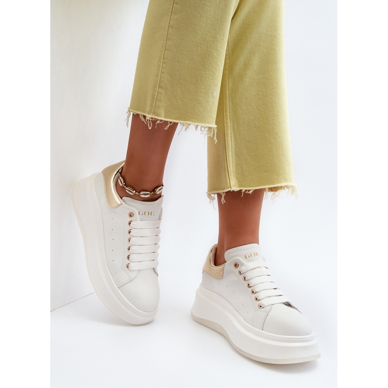 GOE Baskets en cuir pour femme NN2N4031 Blanc blanche 1