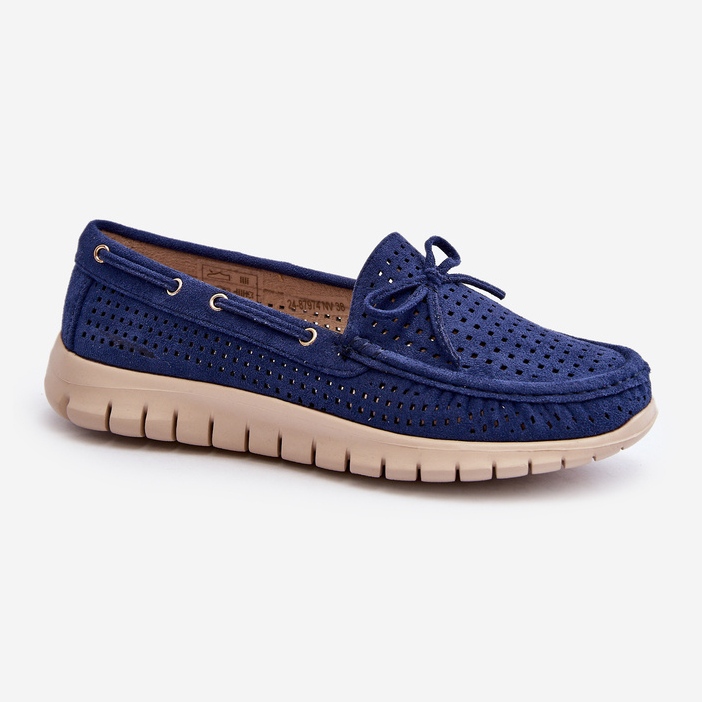 Vinceza Mocassins femme à nœud, bleu marine Reece 1
