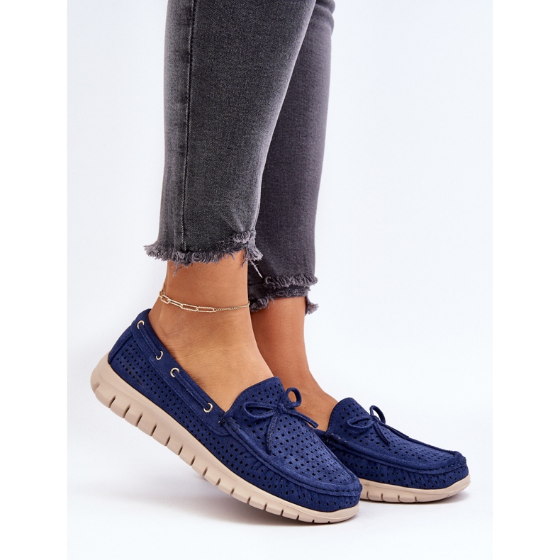 Vinceza Mocassins femme à nœud, bleu marine Reece 2