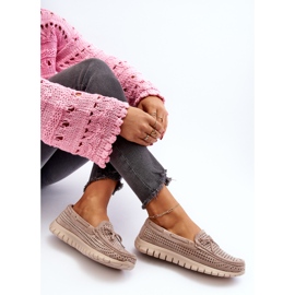 Vinceza Mocassins femme beiges avec nœud Reece 1