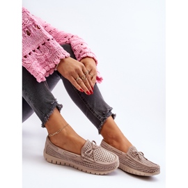 Vinceza Mocassins femme beiges avec nœud Reece 2