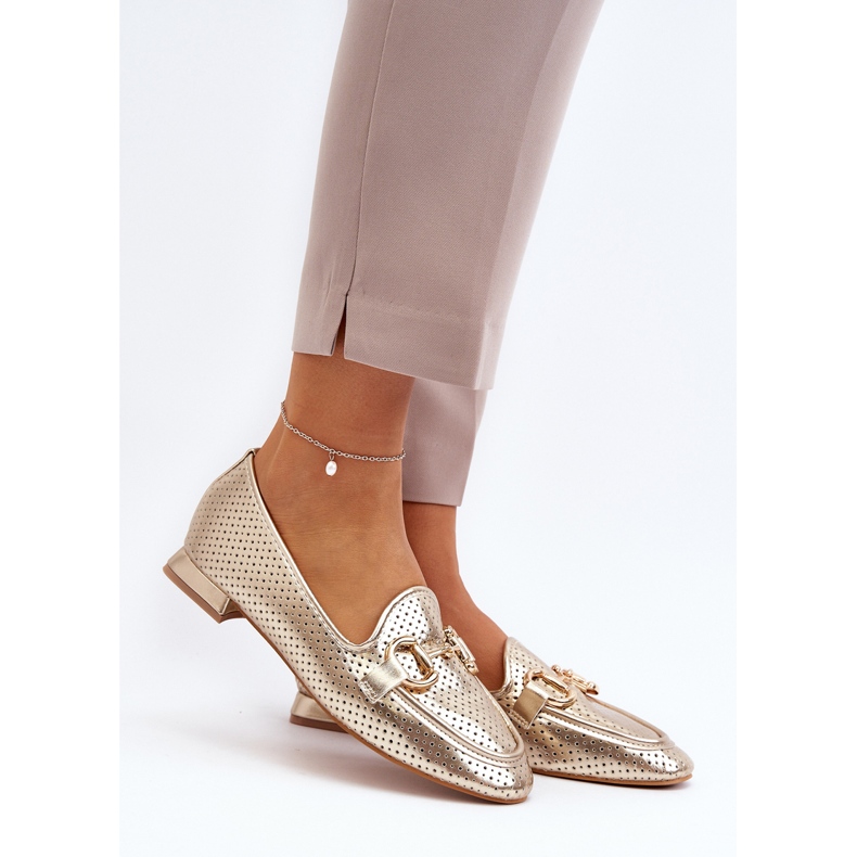 Mocassins Pour Femmes À Talon Plat Avec Décoration Dorée Iluvana 2