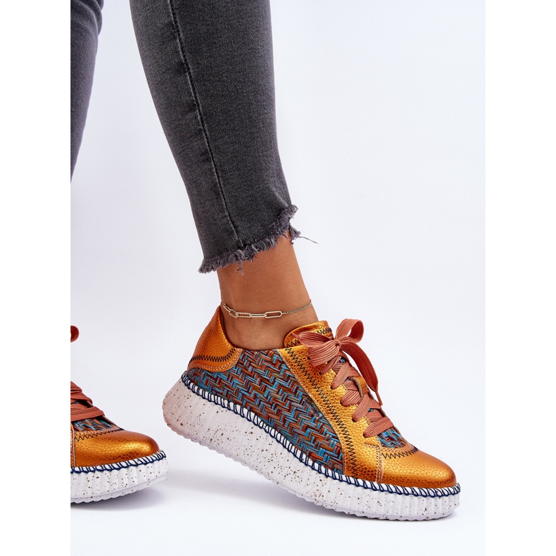 Chaussures de sport en cuir pour femmes Maciejka 06327-18 Orange 2