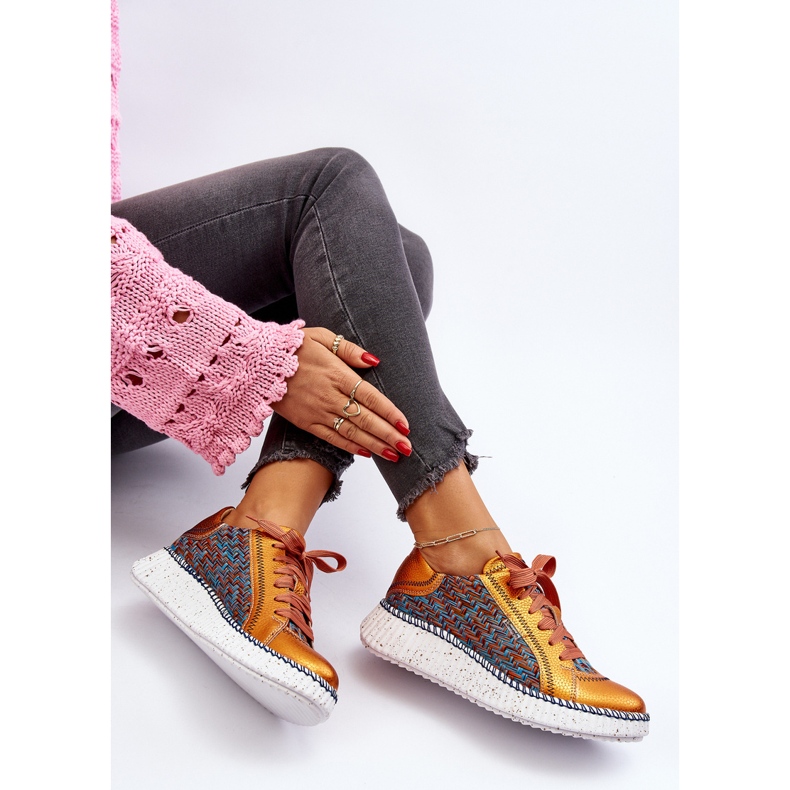 Chaussures de sport en cuir pour femmes Maciejka 06327-18 Orange 1