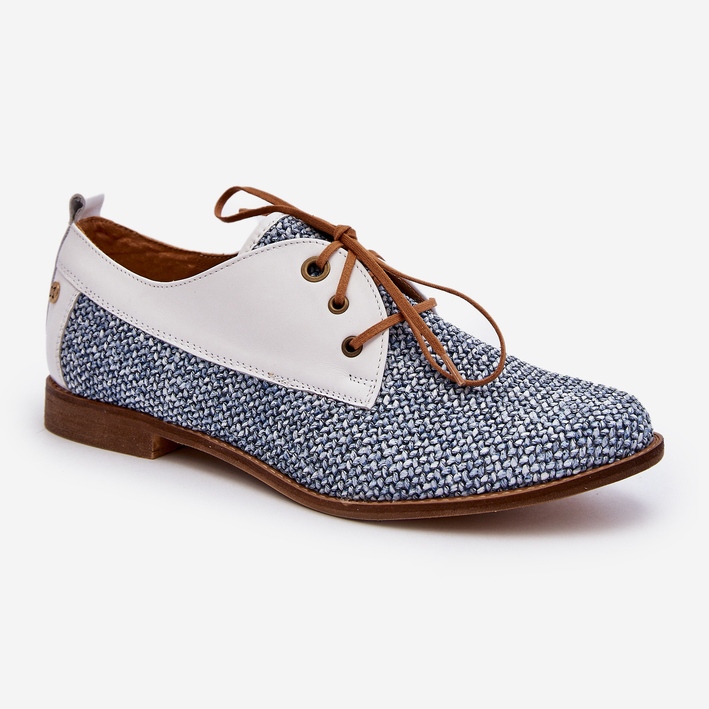 Chaussures plates en cuir pour femmes Maciejka 06461-17 Bleu 1