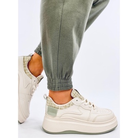 Motimes Baskets femme Beige Vert pastel 2