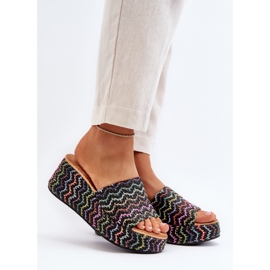 Tongs compensées Vanarila noires pour femmes le noir 2