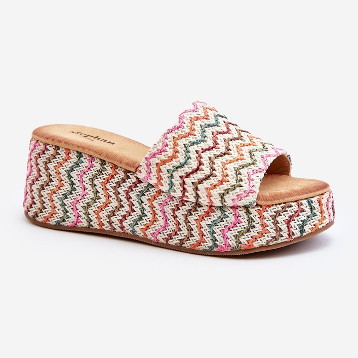 Tongs compensées pour femmes blanches Vanarila 2