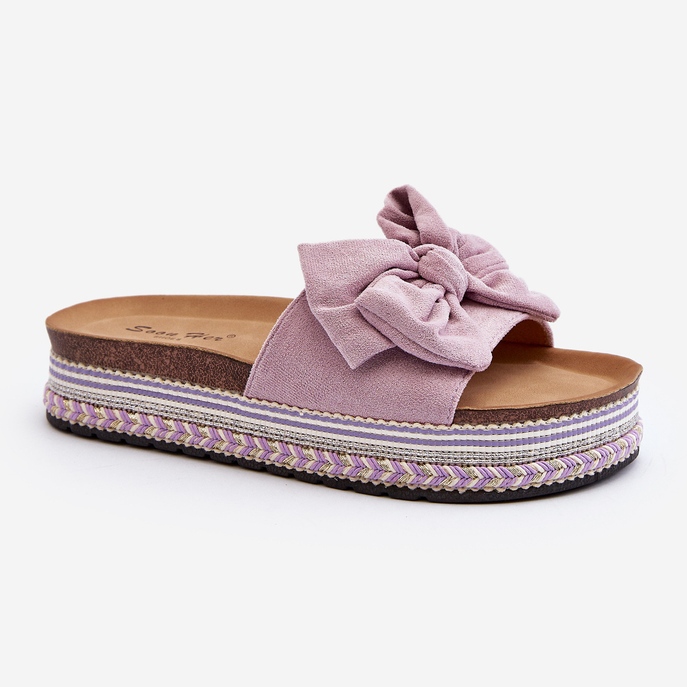 Tongs à plateforme avec nœud pour femme, violet Evatria 1 Tongs à plateforme avec nœud pour femme, violet Evatria 1
