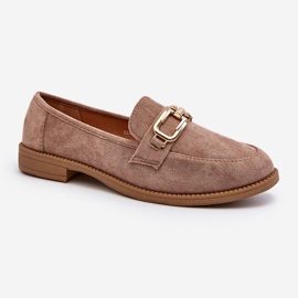 Mocassins Femme en Daim à Talon Plat, Misal Beige Foncé 2