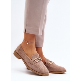 Mocassins Femme en Daim à Talon Plat, Misal Beige Foncé 3