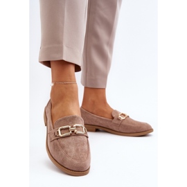 Mocassins Femme en Daim à Talon Plat, Misal Beige Foncé 4